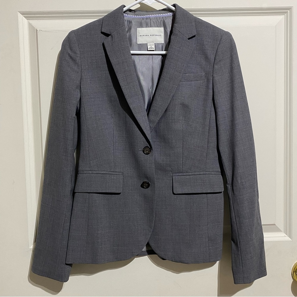 Banana Republic 95% Wool Blend Blazer Suit Coat Women’s Grey Size 4